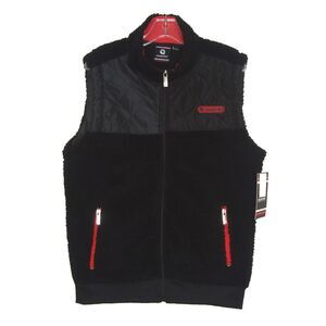 NWT Akademiks Mens Sherpa Quilted Zip Up Vest Black Size L